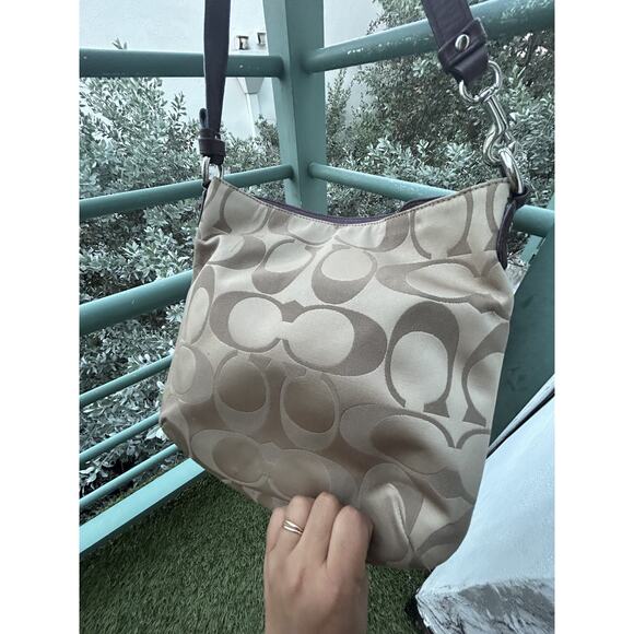 Y2K COACH Crossbody Khaki/Plum All-Over Print C Signature Please Read - Picture 10 of 10